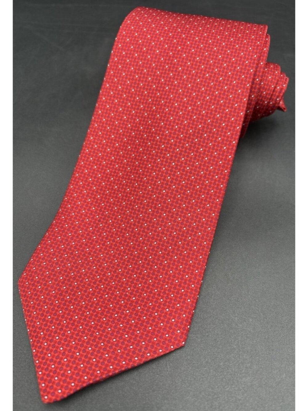 Brioni Red Silk Tie Men's Long 64" Geometric Polka Dot Italy Designer Luxury